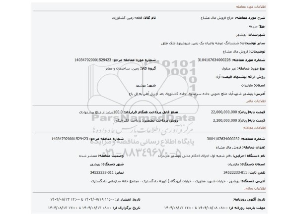 مزایده، فروش مال مشاع