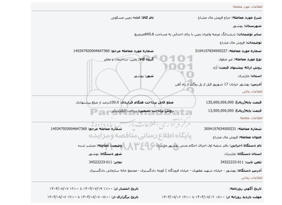 مزایده، فروش مال مشاع
