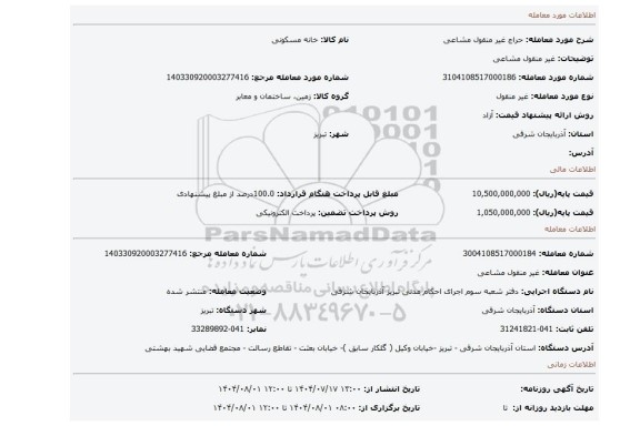 مزایده، غیر منقول مشاعی