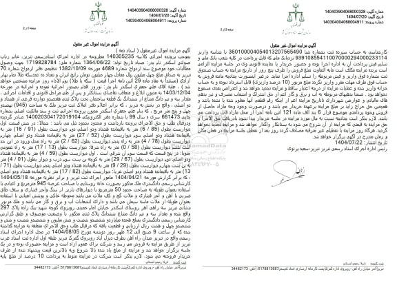 مزایده مقدار سه و نیم دانگ مشاع از ششدانگ یک قطعه ساختمان تحت پلاک ثبتی هفتصد و دوازده فرعی