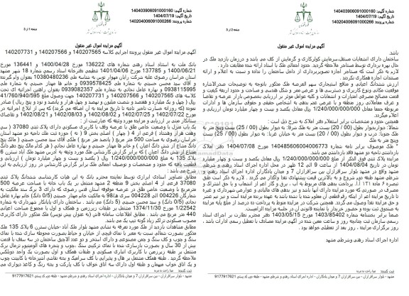 مزایده یک باب منزل با وضعیت خاص طلق با عرصه وقف با کاربری مسکونی دارای پلاک ثبتی 37080 