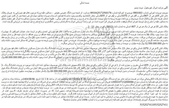 مزایده ششدانگ یک باب منزل مسکونی