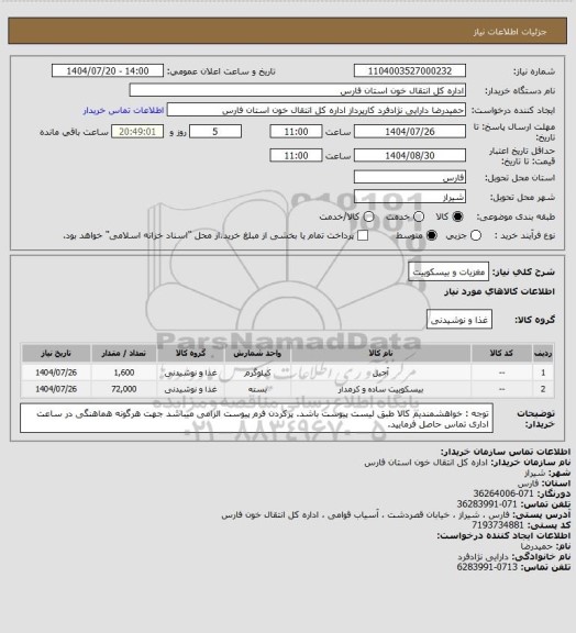 استعلام مغزیات و بیسکوییت