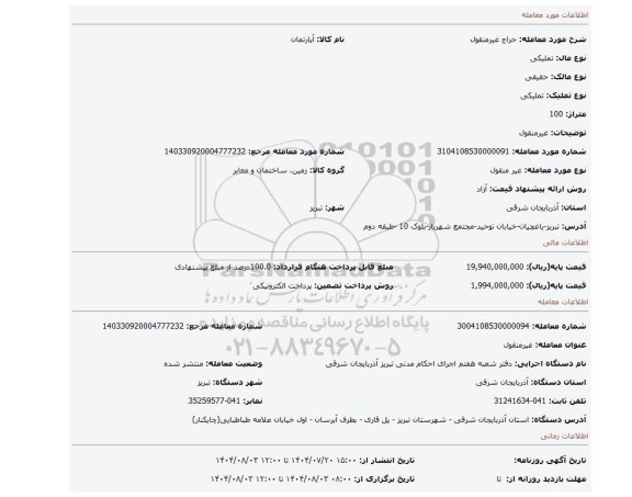 مزایده، غیرمنقول