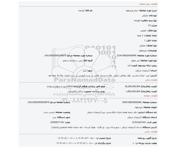 مزایده، غیرمنقول