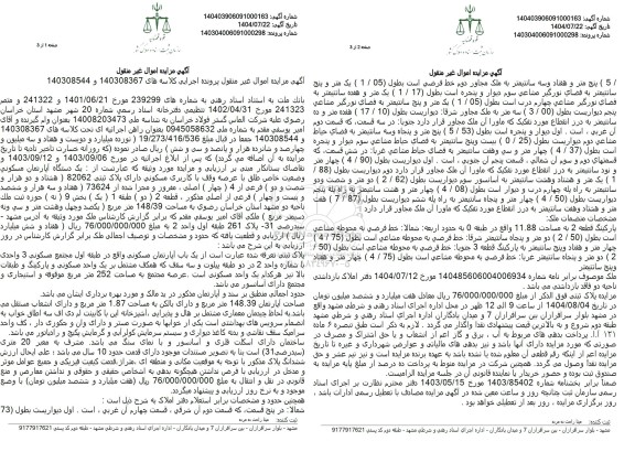 مزایده یک دستگاه آپارتمان مسکونی وضعیت خاص طلق با عرصه وقف با کاربری مسکونی دارای پلاک ثبتی 82062 فرعی از 4 اصلی 