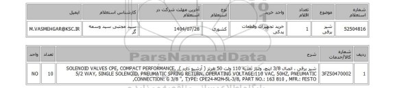 استعلام شیر برقی
