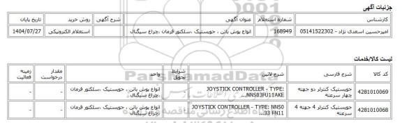 استعلام الکترونیکی، انواع پوش باتن ، جویستیک ،سلکتور فرمان ،چراغ سیگنال