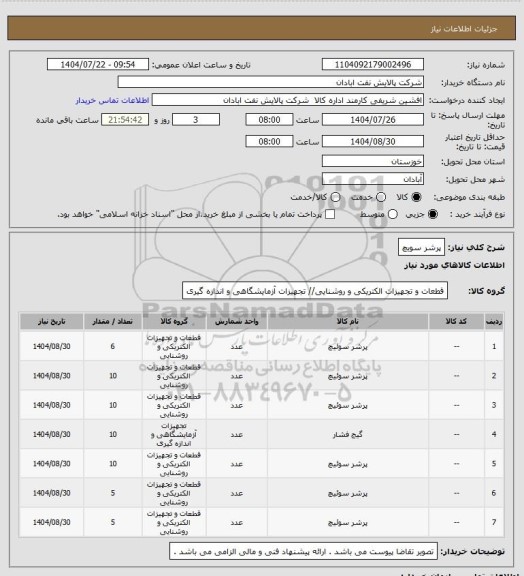 استعلام پرشر سویچ