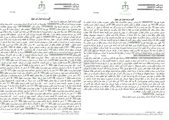 مزایده فروش سه دانگ مشاع از ششدانگ یک قطعه واحد تجاری به مساحت 141.08 مترمربع