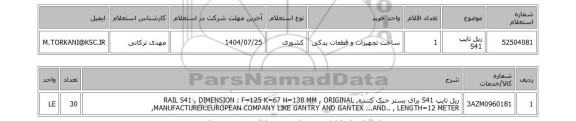استعلام ریل تایپ S41