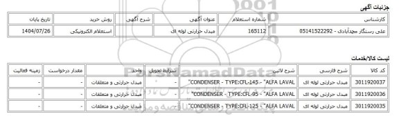 استعلام الکترونیکی، مبدل حرارتی لوله ای