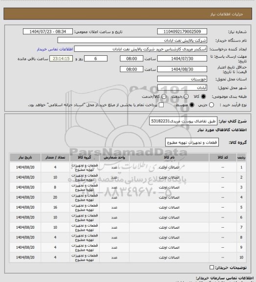 استعلام طبق تقاضای پیوست
مریدی53182231