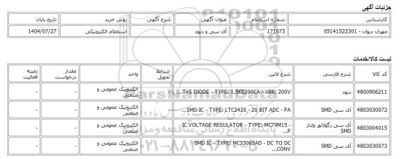 استعلام الکترونیکی، آی سی و دیود