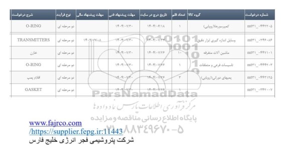 استعلام    O-RING........