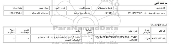 استعلام الکترونیکی، نشانگر اضافه ولتاژ