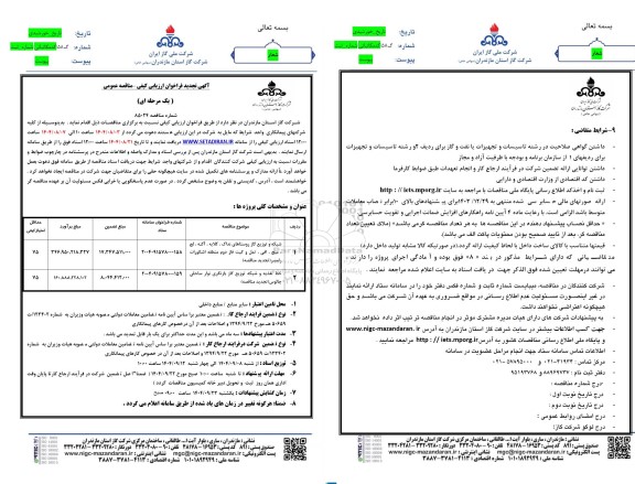 تجدید مناقصه شبکه توزیع گاز ...