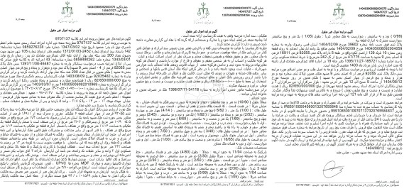 مزایده فروش ششدانگ اعیان یکدستگاه اپارتمان به شماره پلاک ثبتی 92055 فرعی ار چهار اصلی 