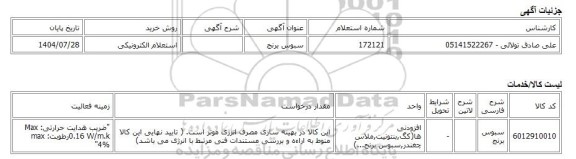 استعلام الکترونیکی، سبوس برنج