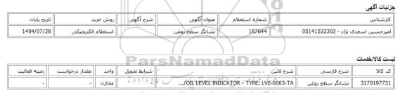 استعلام الکترونیکی، نشانگر سطح روغن