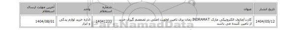 استعلام، کارت/ماژول ‎الکترونیکی مارک INDRAMAT زمان بری تامین اولویت اصلی در تصمصم گیری خرید از تامین کننده می باشد