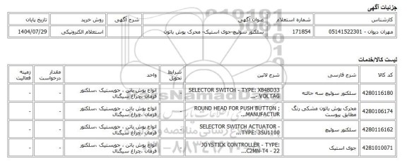 استعلام الکترونیکی، سلکتور سوئیچ-جوی استیک- محرک پوش باتون