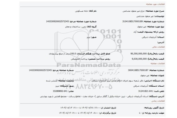 مزایده، غیر منقول مشاعی