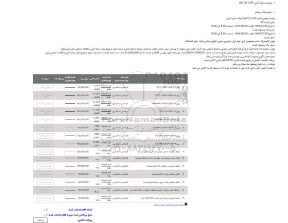 مزایده ورق ST12 1080 *500*0.5 ...