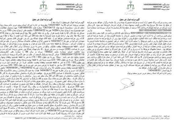 مزایده ششدانگ یک قطعه خانه تحت پلاک ثبتی دو هزار و نهصد و سی و پنج فرعی 