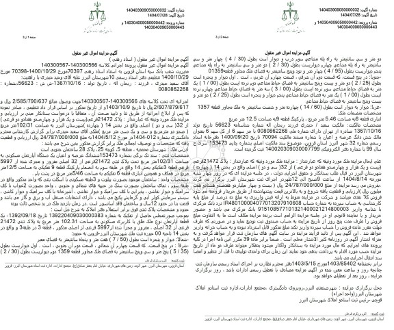 مزایده پلاک 21472 فرعی بیست و یک هزار و چهار صدو هفتادو دو فرعی ..