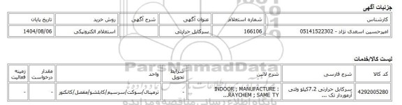 استعلام الکترونیکی، سرکابل حرارتی