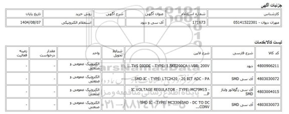 استعلام الکترونیکی، آی سی و دیود