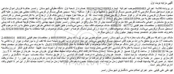 مزایده سرقفلی یک باب مغازه 