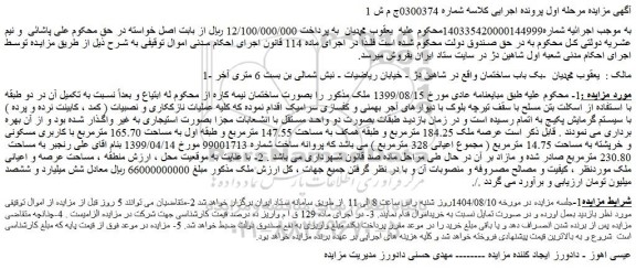 مزایده یک باب ساختمان 