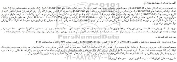 مزایده خودرو سواری پراید به رنگ خاکستری