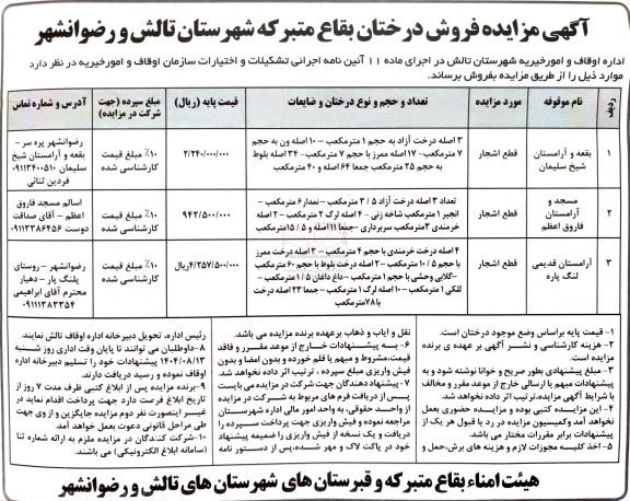 مزایده فروش درختان