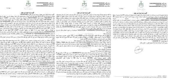 مزایده فروش یک قطعه آپارتمان نوع ملک طلق با کاربری به پلاک ثبتی 9969 فرعی از 187 اصلی