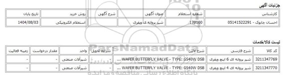 استعلام الکترونیکی، شیر پروانه ی ویفری