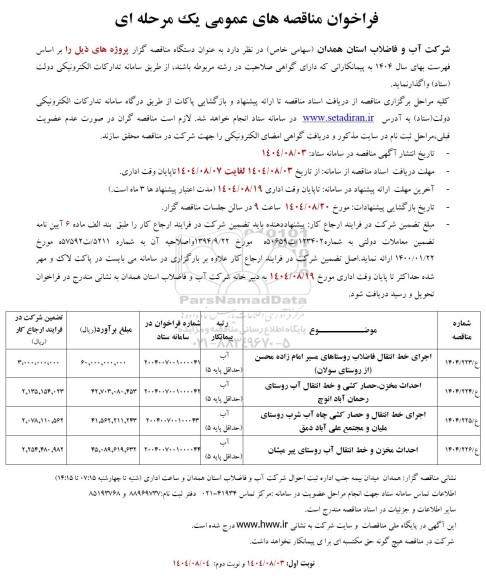 مناقصه اجرای خط انتقال فاضلاب ...