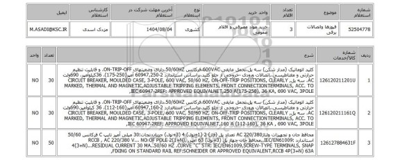 استعلام فیوزها واتصالات برقی