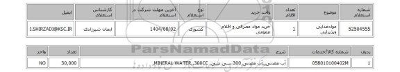 استعلام موادغذایی وپذیرایی