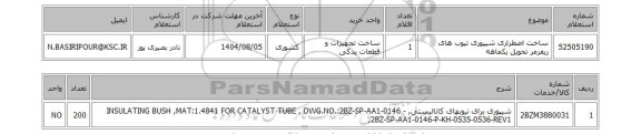استعلام ساخت اضطراری شیپوری تیوب های ریفرمر تحویل یکماهه