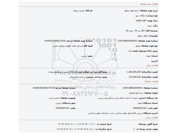 مزایده، اموال منقول
