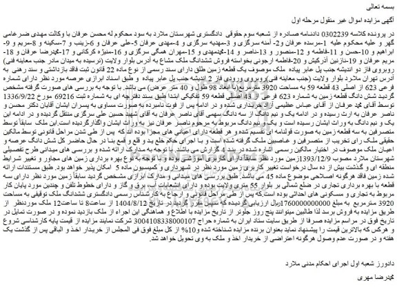 مزایده ششدانگ ملک