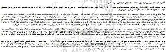 مزایده ششدانگ عرصه ملک با کاربری مسکونی