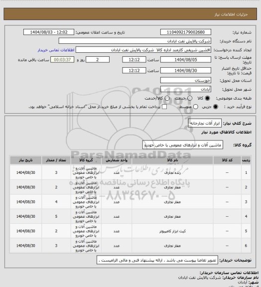 استعلام ابزار آلات نجارخانه