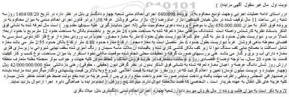 مزایده ششدانک سرقفلی مغازه