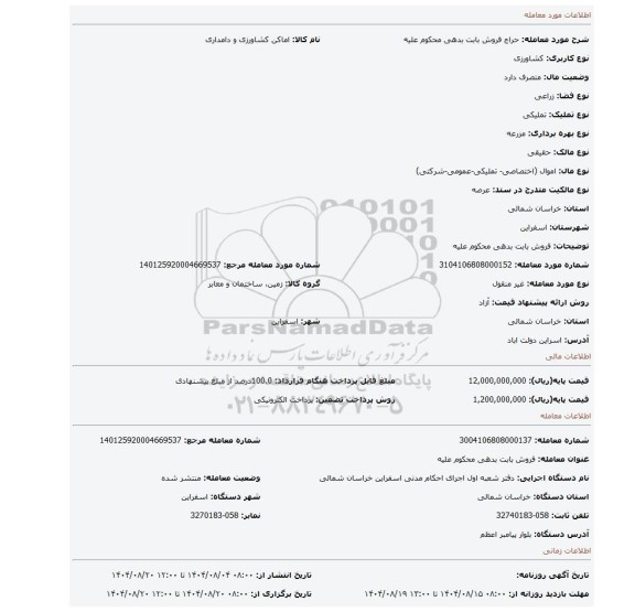 مزایده، فروش بابت بدهی محکوم علیه