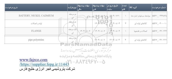 استعلام لوله و اتصالات...
