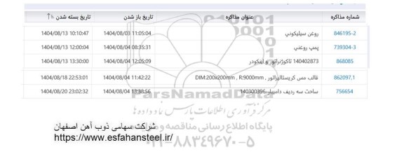 استعلام روغن سیلیکونی ...